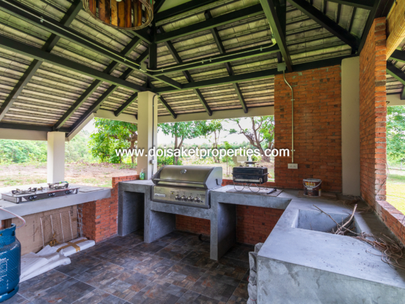 Doi Saket-DSP-(HS370-04) Incredible Nearly-New Modern Resort Style Home on 8+ Rai Overlooking a Lake for Sale in Luang Nuea