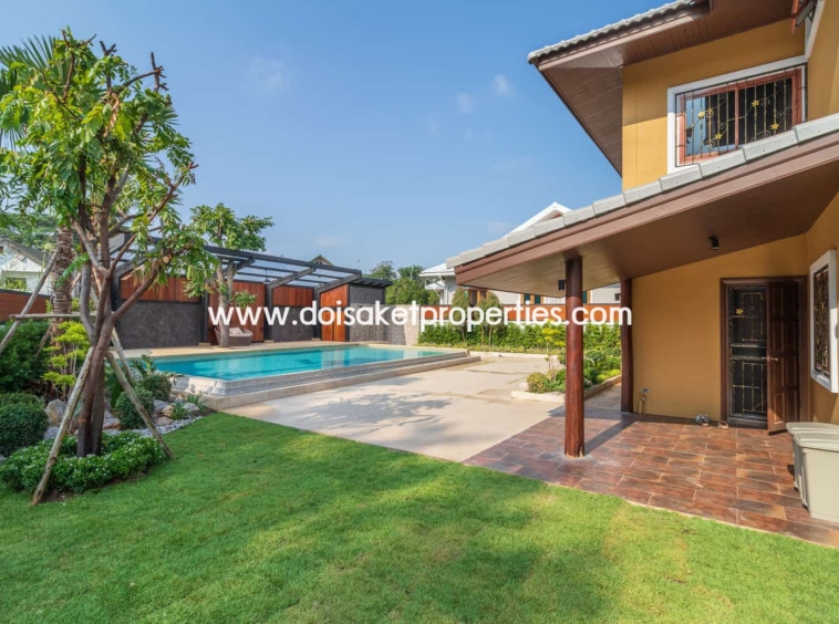 San Sai-DSP-(HS210-04) Gorgeous 2 Storey Home with Swimming Pool for Sale in a Moo Baan in San Na Meng