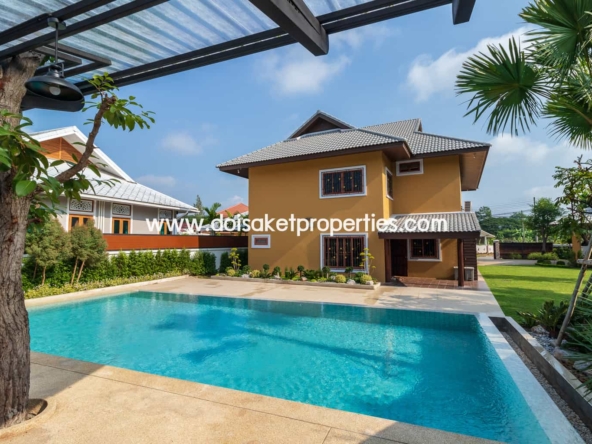 San Sai-DSP-(HS210-04) Gorgeous 2 Storey Home with Swimming Pool for Sale in a Moo Baan in San Na Meng