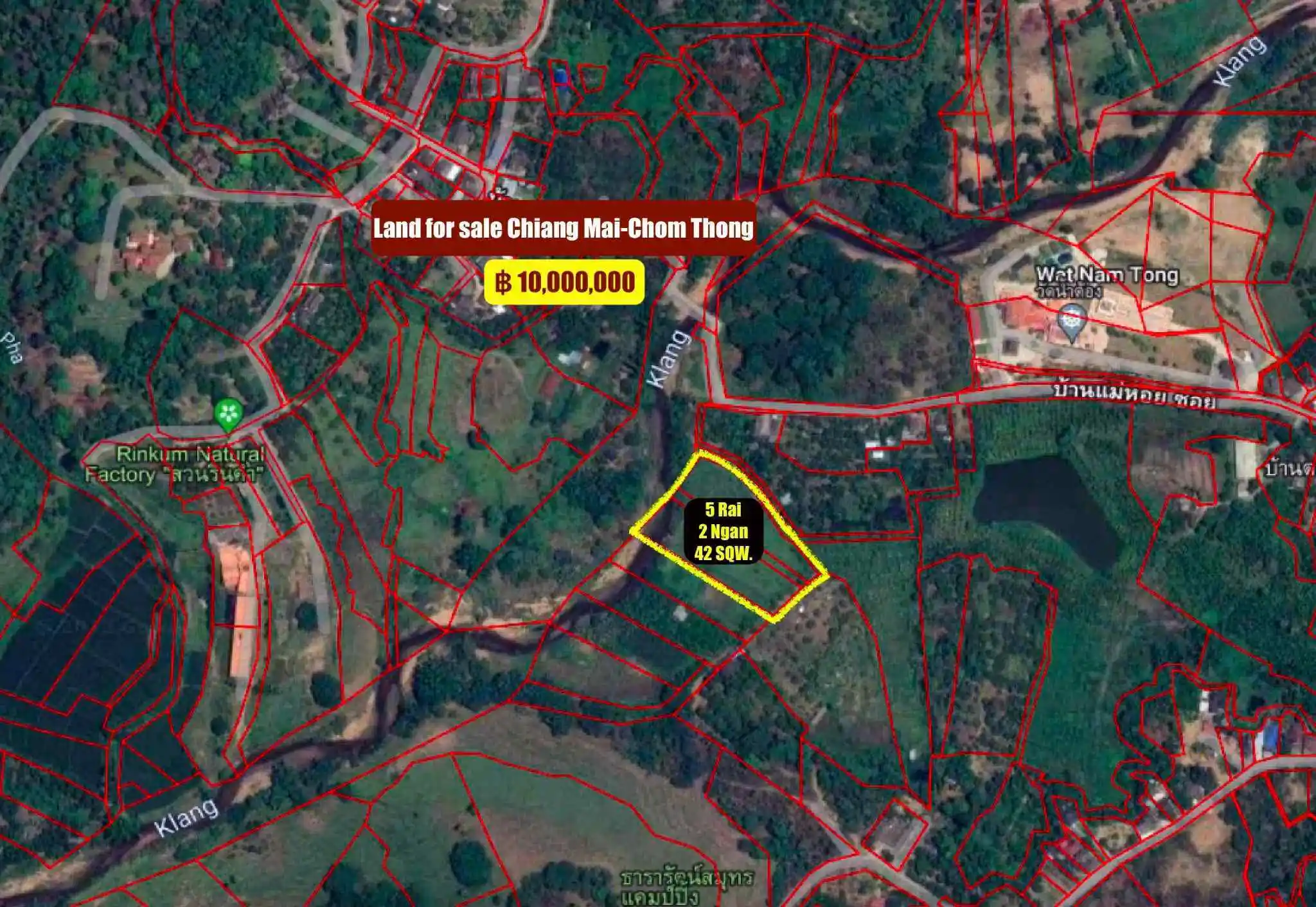 Land for Sale in Chiang Mai - 5 Rai Plot Near Mae Klang Water 10M THB-CMP-273