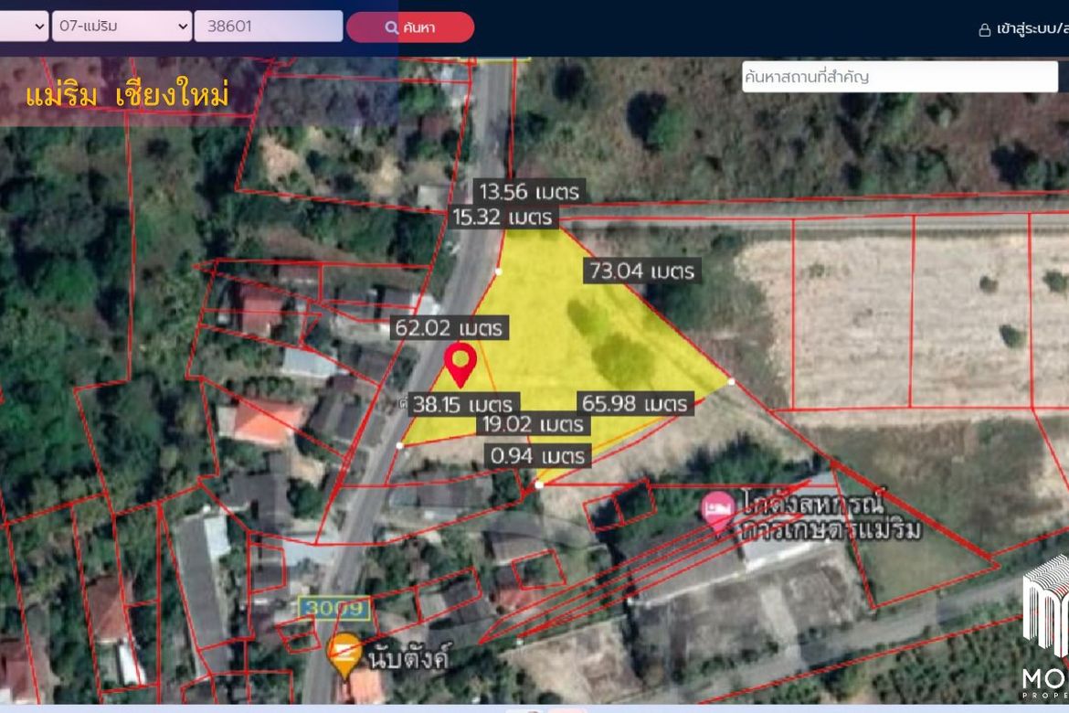 Property id  062LS Land for sale in Chiang Mai. Mae Rim-Ban Rai Road