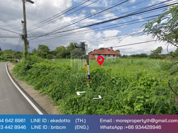 More-072LS Land for sale in Chiang Mai 1 rai 1 ngan 13 sq.wa. near the outer ring road Don Kaeo Sub-district. Mae Rim District