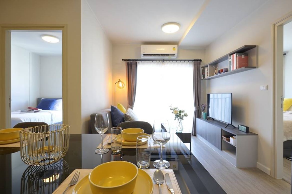 For Sale 2 Bedrooms condo at D Condo Rin by Sansiri next to Central Festival. Easy to access with a connected walk way