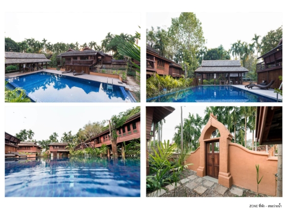 Lanna style resort complex with a resident and restaurant for sale in Chiang Mai town-SHG-CM09