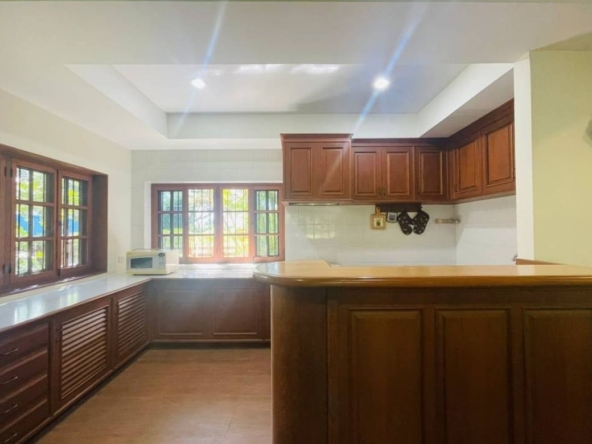 Applied Thai style house for sale. Built with golden teak behind the house next to the lake In a quality project