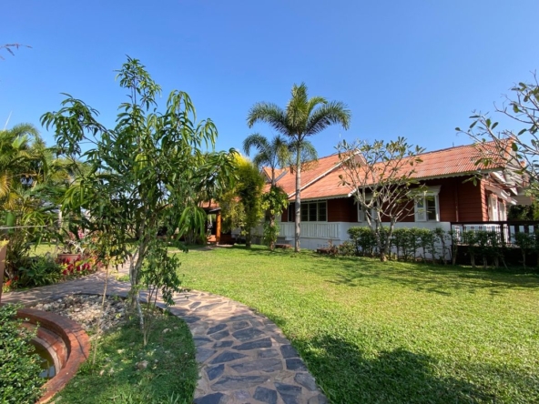 A beautiful teak wooden house for sale in Mae Taeng