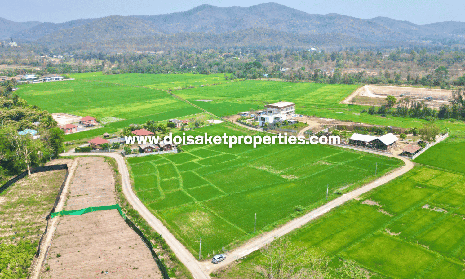 Doi Saket-DSP-(LS405-07) Scenic 7+ Rai Plot of Land with Mountain and Rice Paddy Views for Sale in Choeng Doi