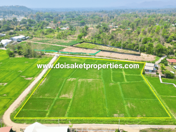 Doi Saket-DSP-(LS405-07) Scenic 7+ Rai Plot of Land with Mountain and Rice Paddy Views for Sale in Choeng Doi
