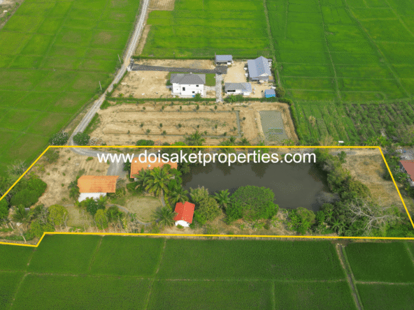 Doi Saket-DSP-(LS406-04) Peaceful 4+ Rai Plot of Land with Homes and Mountain Views for Sale in Pa Pong