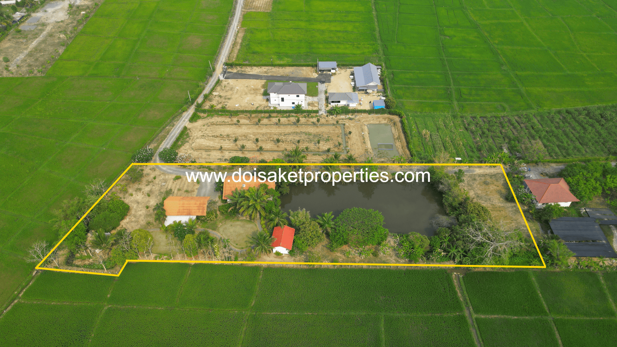 Doi Saket-DSP-(LS406-04) Peaceful 4+ Rai Plot of Land with Homes and Mountain Views for Sale in Pa Pong
