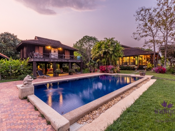 Lovely private resort style property for sale! Splendid private home that would make an ideal retreat in a peaceful location surrounded by hills and rice fields.-I-3961